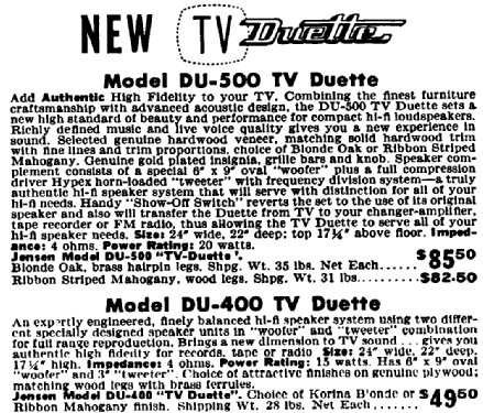 DU-500 TV Duette ; Jensen Radio (ID = 404931) Speaker-P