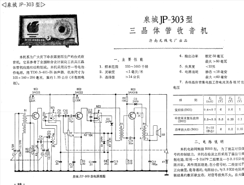 Quan Cheng 泉城 JP-303; Jinan 济南无线电厂 (ID = 770666) Radio