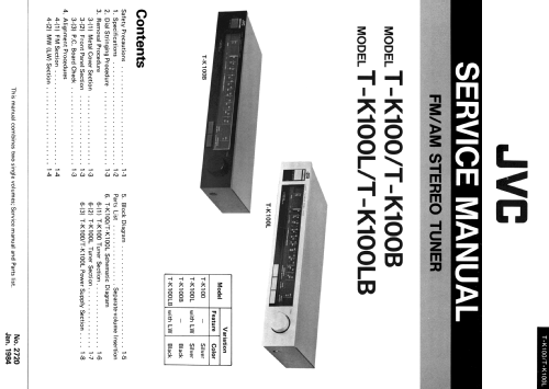 FM/MW/LW Stereo Tuner T-K100L; JVC - Victor Company (ID = 2022400) Radio