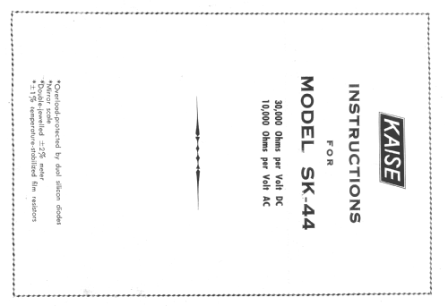 Volt-Ohm-Milliammeter SK-44; Kaise Electric Works (ID = 1760010) Equipment