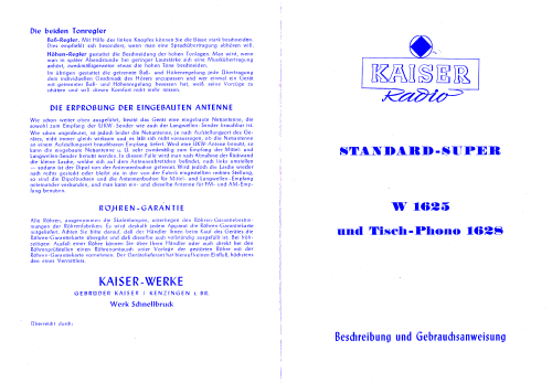 W1628 Phono; Kaiser KG, W. bzw. (ID = 2286435) Radio