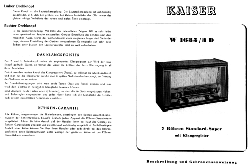 W1635/3D; Kaiser KG, W. bzw. (ID = 207764) Radio