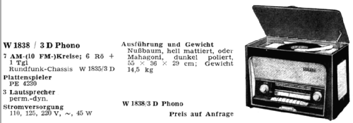 W1838/3D Phono; Kaiser KG, W. bzw. (ID = 29267) Radio