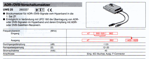 ADR-/DVB-Vorschaltumsetzer UWS 25 BN 260337; Kathrein; Rosenheim (ID = 1752886) Antenna