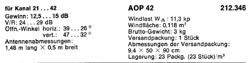 F 4/5 TV-Antenne Olympia 150 AOP 42 BN 212.346; Kathrein; Rosenheim (ID = 1720791) Antenny