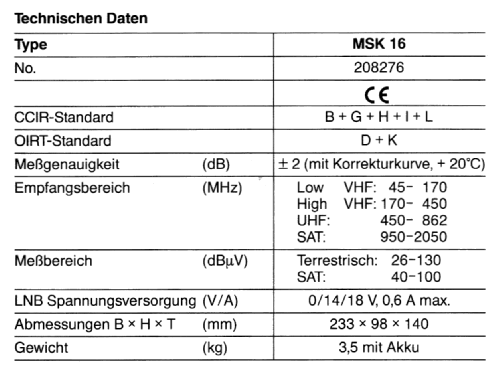 Meßempfänger Sat / terrestrisch MSK 16 BN 208276; Kathrein; Rosenheim (ID = 1752984) Equipment