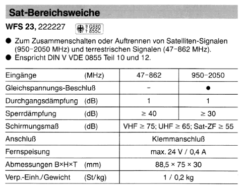 Sat-Bereichsweiche WFS 23 BN 222227; Kathrein; Rosenheim (ID = 1734562) Misc