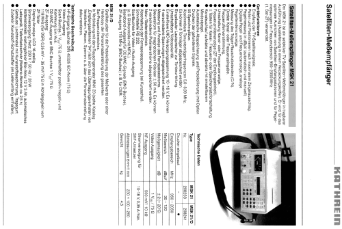 Satelliten-Meßempfänger MSK 21 BN 208233; Kathrein; Rosenheim (ID = 1737408) Equipment