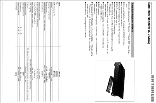 Satelliten-Receiver UFD 40 BN 260206; Kathrein; Rosenheim (ID = 1736009) DIG/SAT