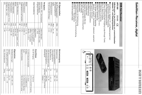 Satelliten-Receiver UFD 500 BN 260486; Kathrein, Anton; (ID = 1758330) DIG/SAT