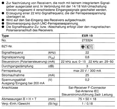 Signalgeber EXR 19 BN273324; Kathrein; Rosenheim (ID = 1734571) Misc