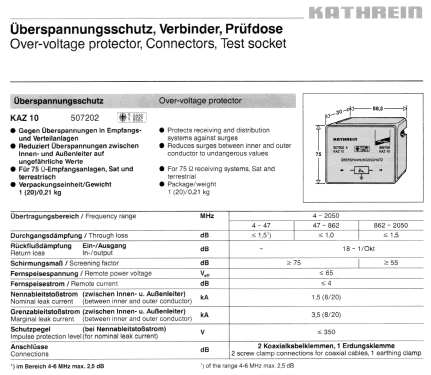 Überspannungsschutz KAZ 10 BN 507202; Kathrein; Rosenheim (ID = 1742168) Misc