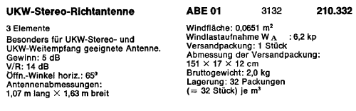 UKW-Stereo-Richtantenne ABE 01 BN 210.332; Kathrein; Rosenheim (ID = 1718092) Antena