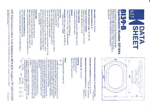 Bass Unit B139B SP1044; KEF Electronics; (ID = 2445048) Speaker-P