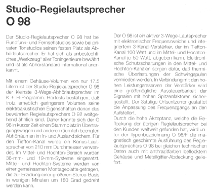 Aktiver Studio-Regielautsprecher O 98; Klein & Hummel; (ID = 1356827) Lautspr.-K