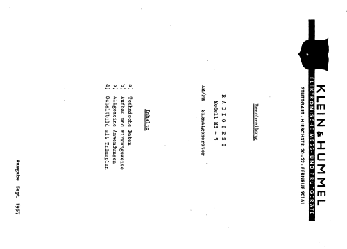 Radiotest MS-5; Klein & Hummel; (ID = 145421) Ausrüstung