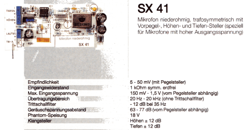 Vorverstärker-Einsteckprints SX-Serie SX 41; Klein & Hummel; (ID = 1724144) Ampl/Mixer