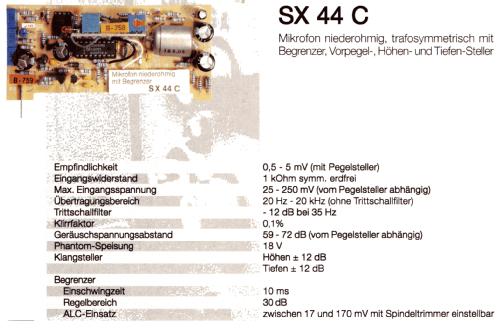 Vorverstärker-Einsteckprints SX-Serie SX 44 C; Klein & Hummel; (ID = 1724648) Ampl/Mixer