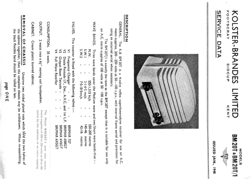 BM20T ; Kolster Brandes Ltd. (ID = 2414288) Radio