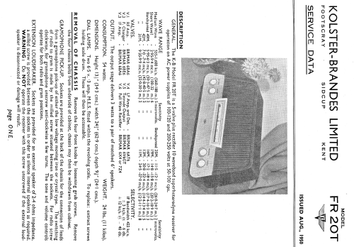 FR20T; Kolster Brandes Ltd. (ID = 1919698) Radio