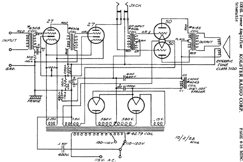 Power Amplifier ; Kolster; USA (ID = 750566) Ampl/Mixer