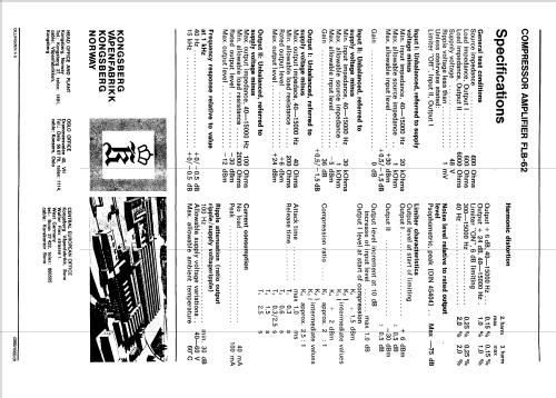 Compressor - Limiter Amplifier FLB-62; Kongsbergs (ID = 2011550) Ampl/Mixer