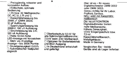 Digital -Multimeter DMM 3002; Kontron Electronics, (ID = 1714478) Ausrüstung