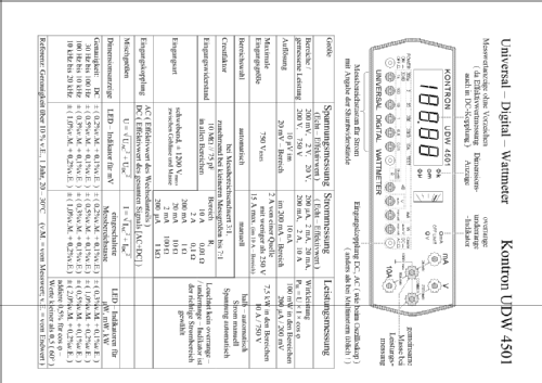 Universal Digital Wattmeter UDW4501; Kontron Electronics, (ID = 2628349) Equipment