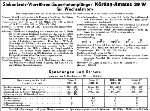 Amatus 39W; Körting-Radio; (ID = 14295) Radio