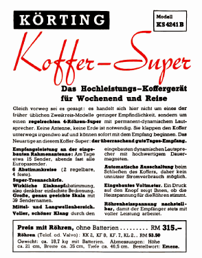 Koffersuper KS4241B; Körting-Radio; (ID = 2729752) Radio