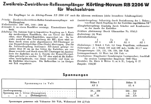 Novum RB2206W; Körting-Radio; (ID = 14286) Radio