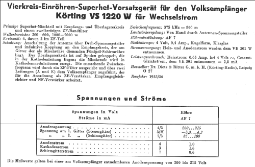 Super-Vorsatz für Volksempfänger VS1220W; Körting-Radio; (ID = 14301) Converter
