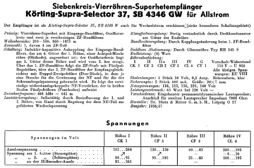 Supra-Selector 37 SB4346GW; Körting-Radio; (ID = 14400) Radio