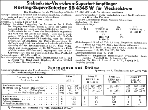 Supra-Selector SB4345W; Körting-Radio; (ID = 14366) Radio