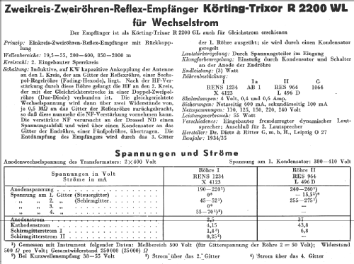 Trixor R2200WL; Körting-Radio; (ID = 14312) Radio