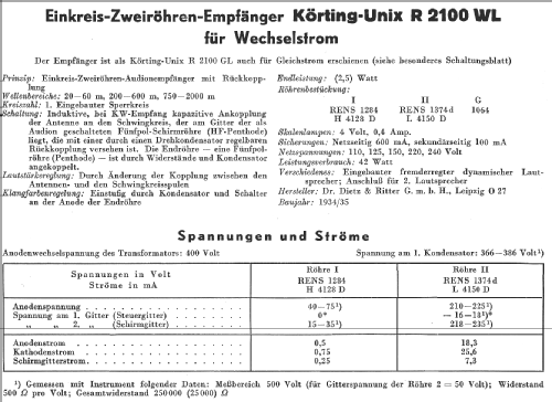 Unix R2100WL; Körting-Radio; (ID = 14304) Radio