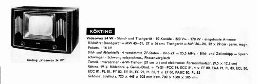 Videovox 54W; Körting-Radio; (ID = 2876446) Television