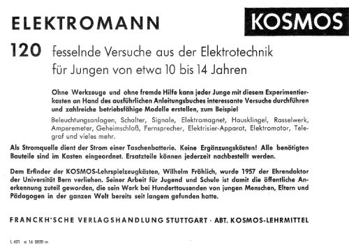Elektromann 120 Versuche; Kosmos, Franckh´sche (ID = 3050541) teaching