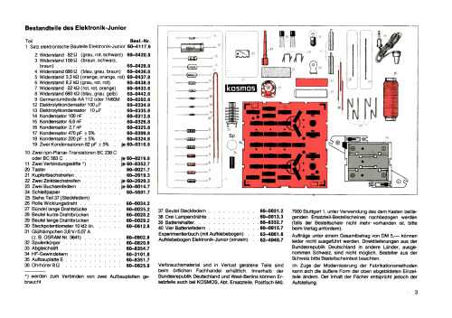 Elektronik-Junior ; Kosmos, Franckh´sche (ID = 2284161) Kit
