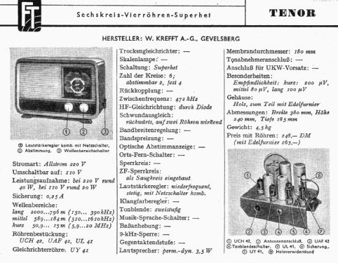 Tenor 83-64-606; Krefft AG, W.; (ID = 1262401) Radio