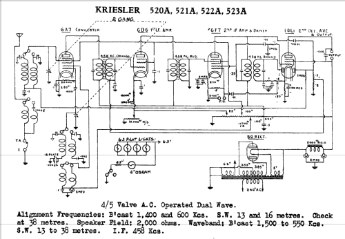 523A Ch= 520A; Kriesler Radio (ID = 753982) Radio