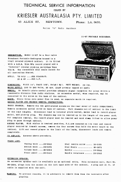 Carrygram 11-87; Kriesler Radio (ID = 2860001) Radio