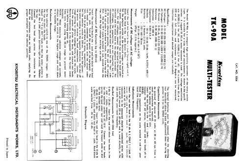 Multimeter TK-90A; Kyoritsu Electrical (ID = 1709646) Equipment