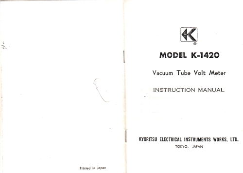 Vacuum Tube Voltmeter K-1420; Kyoritsu Electrical (ID = 2902728) Equipment