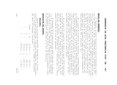 Generador RF GR-60; LME Laboratorio de (ID = 1103783) Equipment