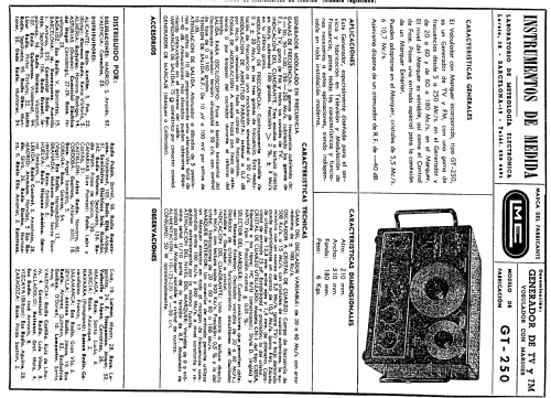 Generador TV y FM GT-250; LME Laboratorio de (ID = 742971) Equipment