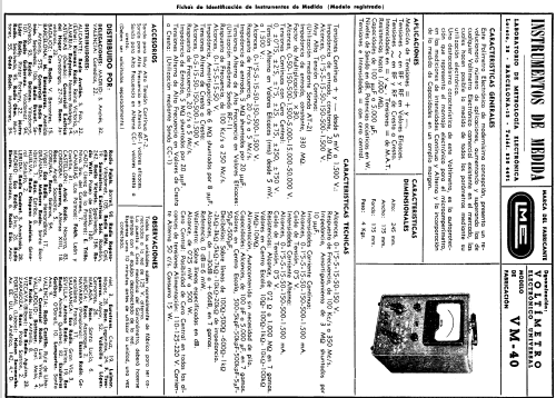 Voltímetro Electrónico VM-40; LME Laboratorio de (ID = 609731) Equipment