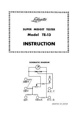 Super Midget Tester TE-13; Lafayette Radio & TV (ID = 2809506) Equipment