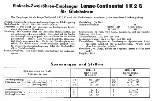 Continental 1K2 ; Lange GmbH, Johannes (ID = 1505004) Radio