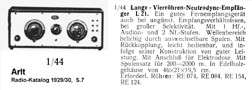 Neutrodyne-Empfänger L21; Lange GmbH, Johannes (ID = 2893173) Radio